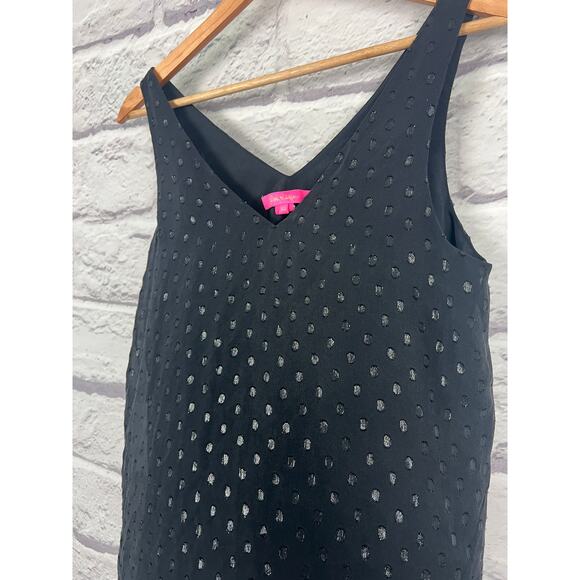 Lilly Pulitzer Womens XS Preppy Glam Party Holiday Florin Silk Metallic Dot Tank - Picture 5 of 11